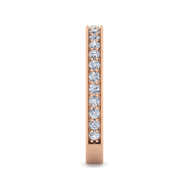 Straight Wedding Ring in 14k Rose Gold with Round Natural Diamond at Gabriel & Co. - Shot 4