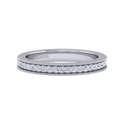 Calabria - 14K White Gold Channel Prong Diamond Anniversary Band with Milgrain