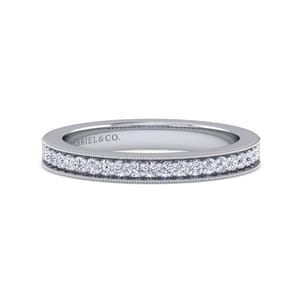 Calabria - 14K White Gold Channel Prong Diamond Anniversary Band with Milgrain