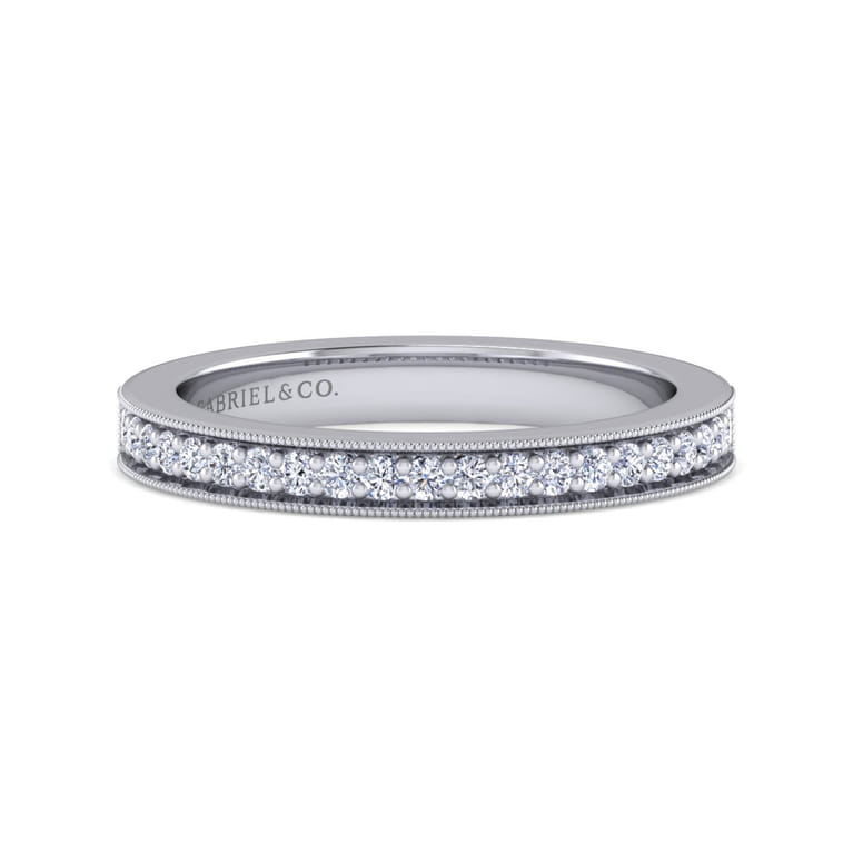 Straight Wedding Ring in 14k White Gold with Round Natural Diamond at Gabriel & Co. - Shot 1