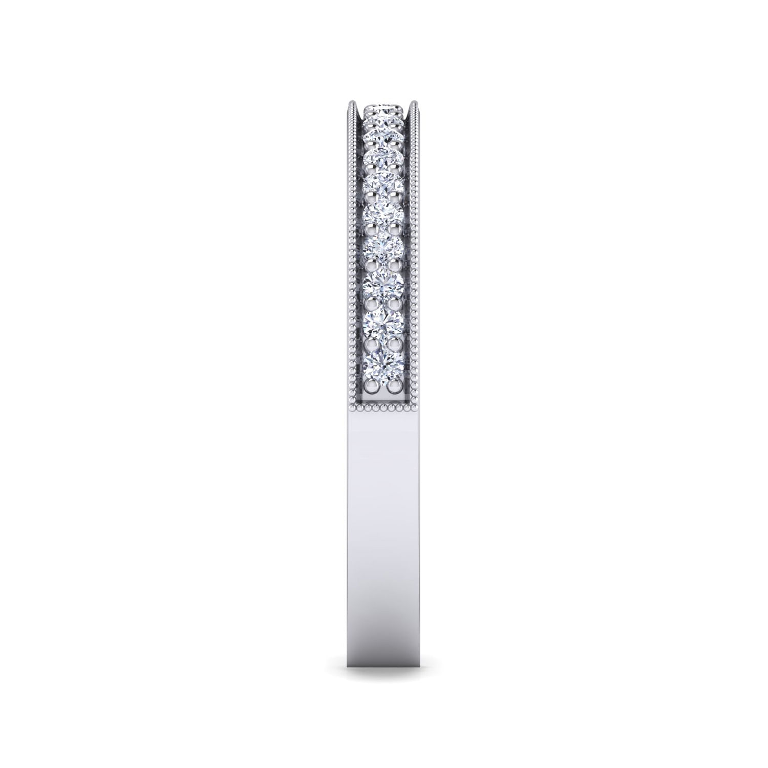 Calabria - 14K White Gold Channel Prong Diamond Anniversary Band with Milgrain