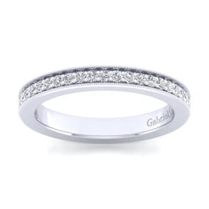 Calabria - 14K White Gold Channel Prong Diamond Anniversary Band with Milgrain