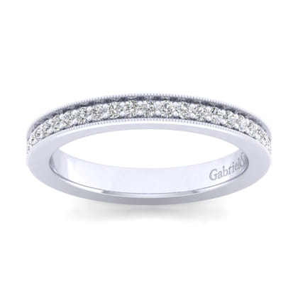 Calabria - 14K White Gold Channel Prong Diamond Anniversary Band with Milgrain