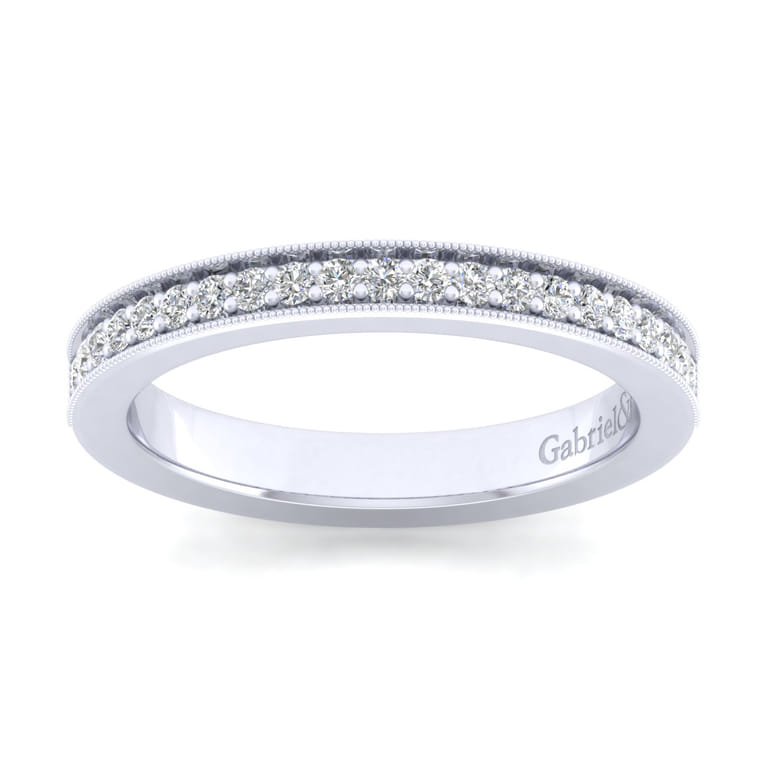 Straight Wedding Ring in 14k White Gold with Round Natural Diamond at Gabriel & Co. - Shot 5