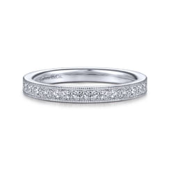 Calabria - 14K White Gold Channel Prong Diamond Anniversary Band with Milgrain