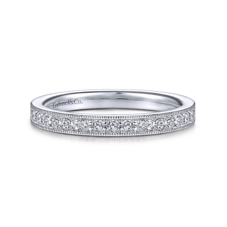Straight Wedding Ring in 14k White Gold with Round Natural Diamond at Gabriel & Co. - Shot 1