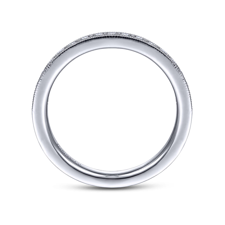 Straight Wedding Ring in 14k White Gold with Round Natural Diamond at Gabriel & Co. - Shot 2