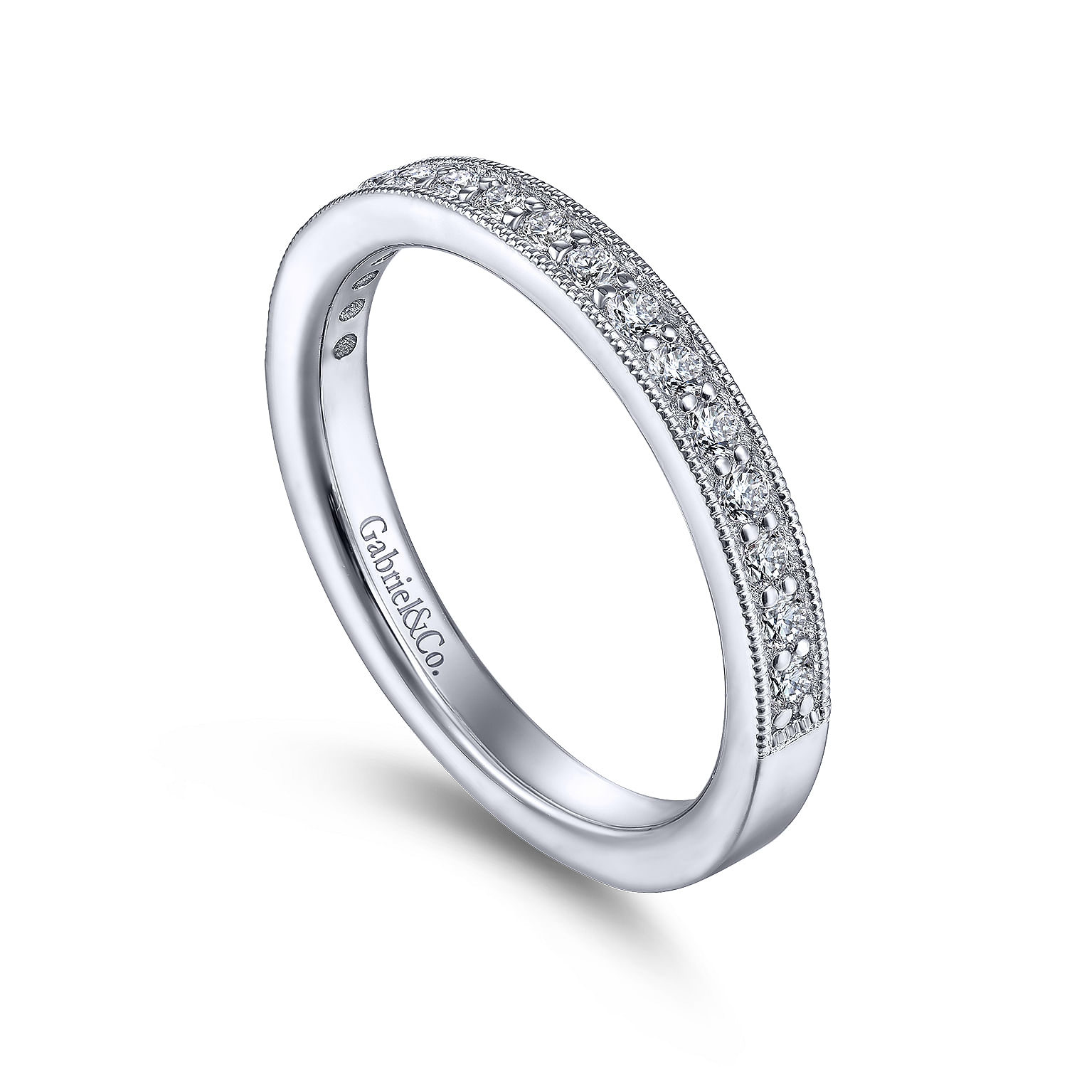 Calabria - 14K White Gold Channel Prong Diamond Anniversary Band with Milgrain - 0.25 ct - Shot 3