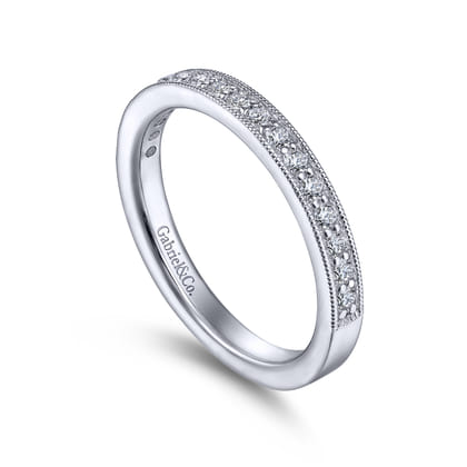 Calabria - 14K White Gold Channel Prong Diamond Anniversary Band with Milgrain