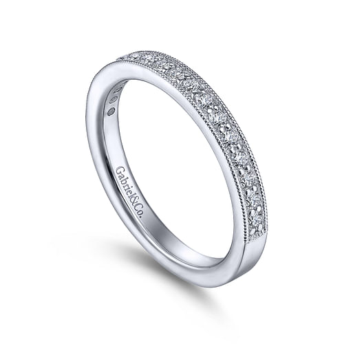 Calabria - 14K White Gold Channel Prong Diamond Anniversary Band with Milgrain - 0.25 ct - Shot 3