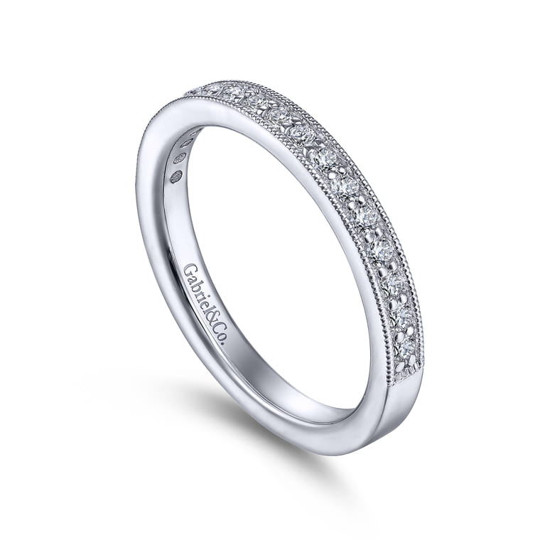 Straight Wedding Ring in 14k White Gold with Round Natural Diamond at Gabriel & Co. - Shot 3