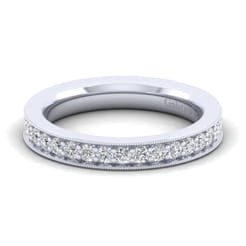 Calabria - 14K White Gold Channel Prong Diamond Anniversary Band with Milgrain