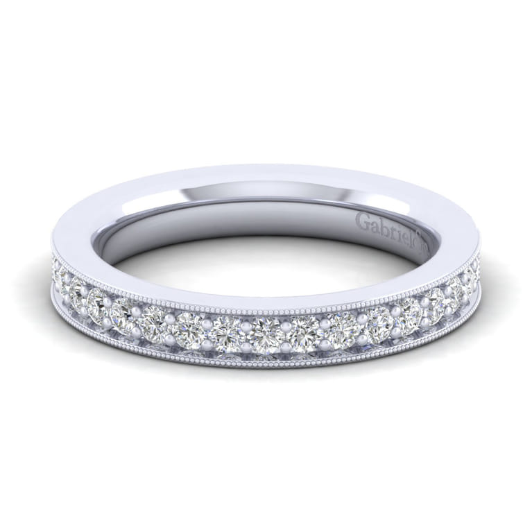 Straight Wedding Ring in 14k White Gold with Round Natural Diamond at Gabriel & Co. - Shot 1
