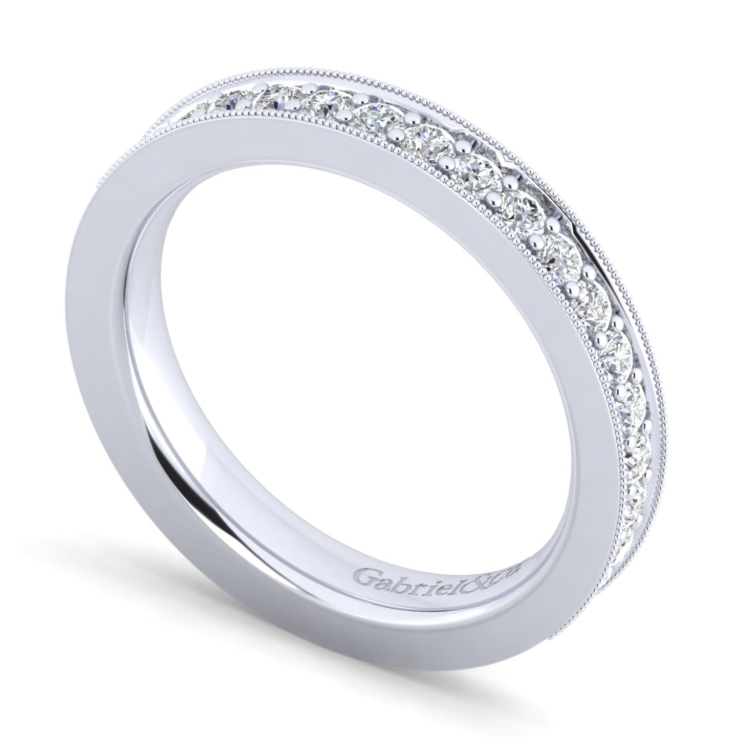 Straight Wedding Ring in 14k White Gold with Round Natural Diamond at Gabriel & Co. - Shot 3