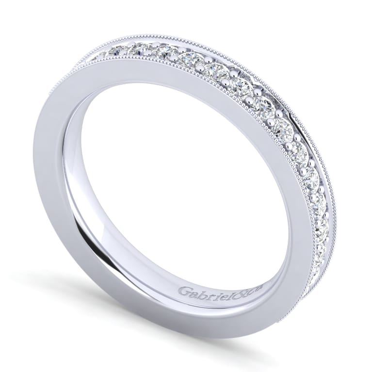Straight Wedding Ring in 14k White Gold with Round Natural Diamond at Gabriel & Co. - Shot 3