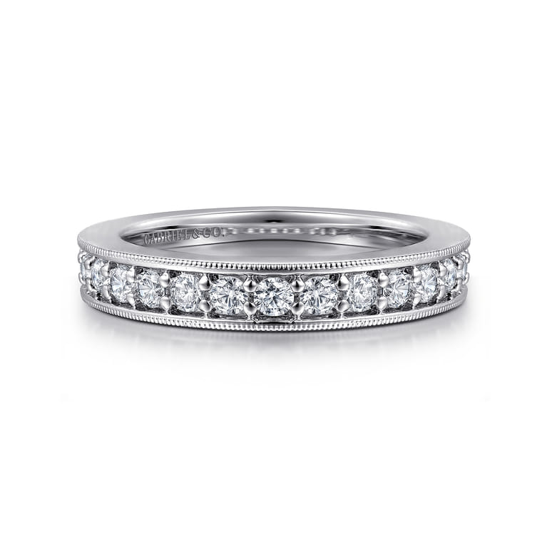 Straight Wedding Ring in 14k White Gold with Round Natural Diamond at Gabriel & Co. - Shot 1