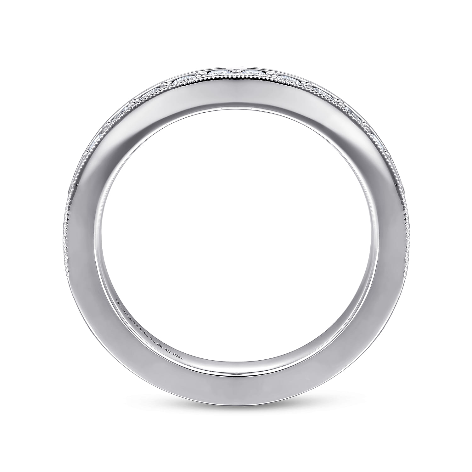 Straight Wedding Ring in 14k White Gold with Round Natural Diamond at Gabriel & Co. - Shot 2