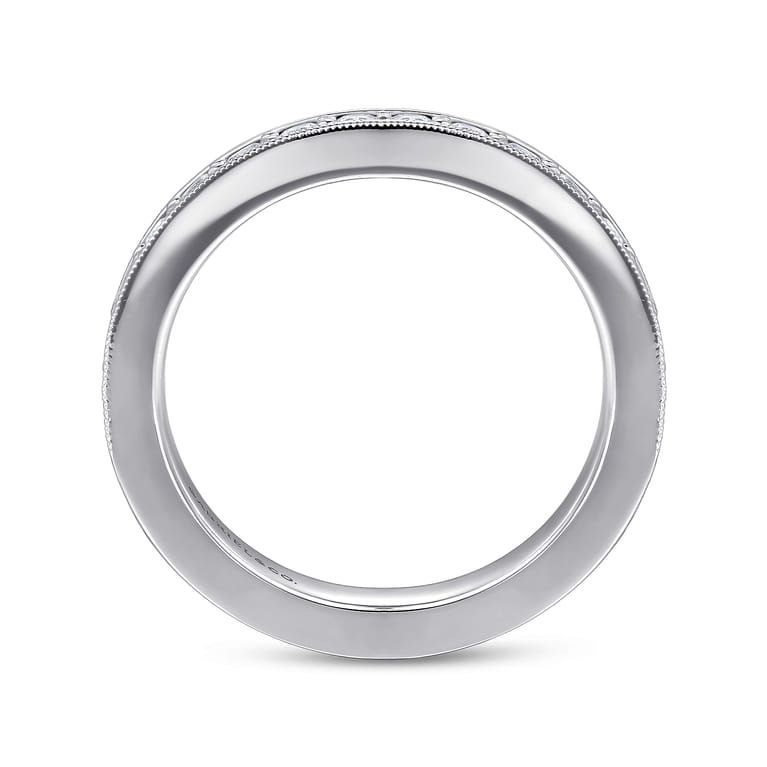 Straight Wedding Ring in 14k White Gold with Round Natural Diamond at Gabriel & Co. - Shot 2