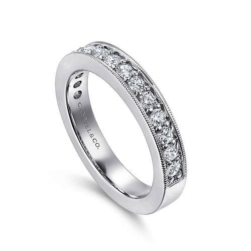 Calabria - 14K White Gold Channel Prong Diamond Anniversary Band with Milgrain - 0.5 ct - Shot 3
