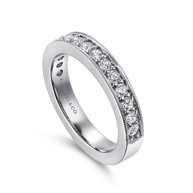 Straight Wedding Ring in 14k White Gold with Round Natural Diamond at Gabriel & Co. - Shot 3