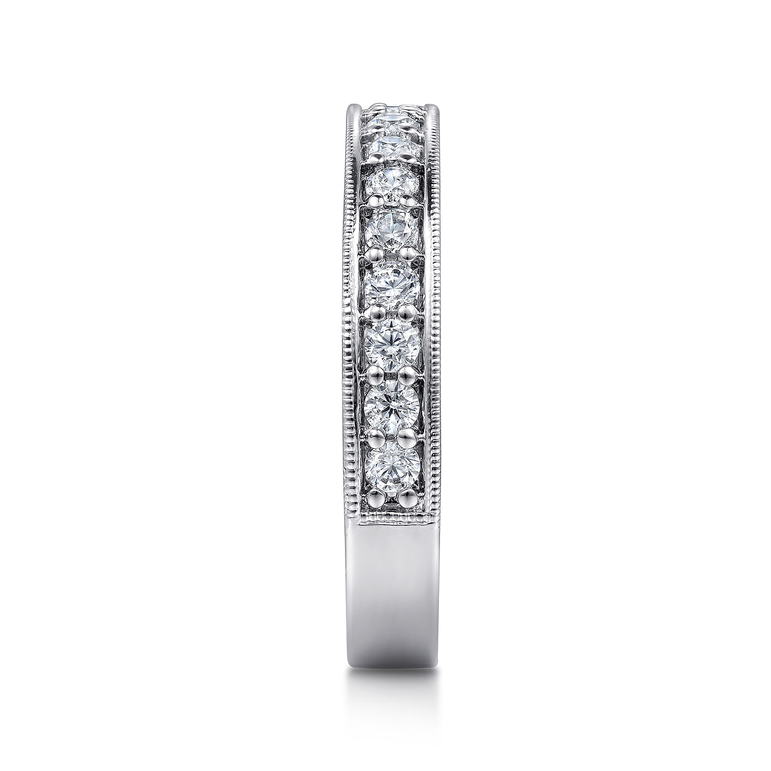Straight Wedding Ring in 14k White Gold with Round Natural Diamond at Gabriel & Co. - Shot 4