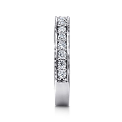 Calabria - 14K White Gold Channel Prong Diamond Anniversary Band with Milgrain
