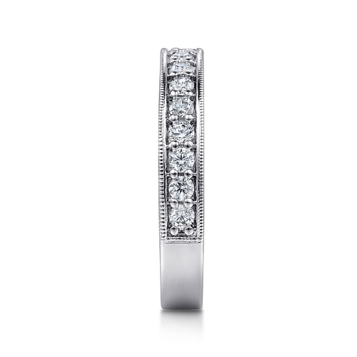 Calabria - 14K White Gold Channel Prong Diamond Anniversary Band with Milgrain - 0.5 ct - Shot 4