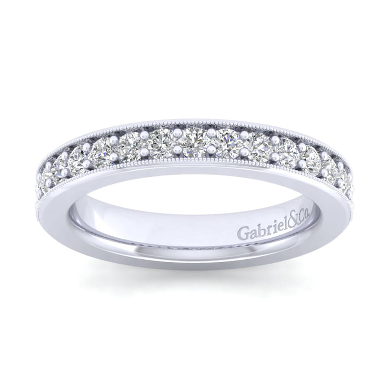 Straight Wedding Ring in 14k White Gold with Round Natural Diamond at Gabriel & Co. - Shot 5