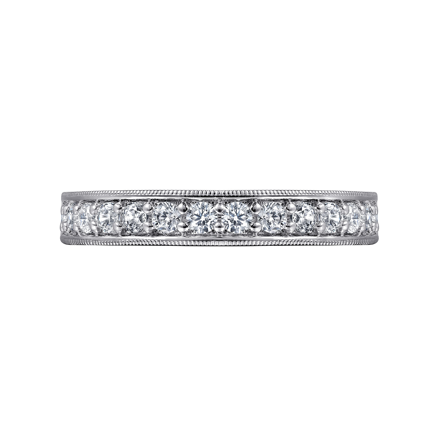 Straight Wedding Ring in 14k White Gold with Round Natural Diamond at Gabriel & Co. - Shot 6