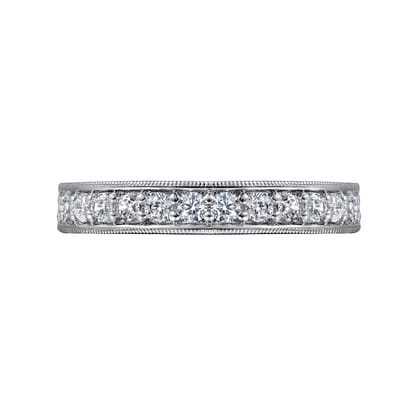 Calabria - 14K White Gold Channel Prong Diamond Anniversary Band with Milgrain