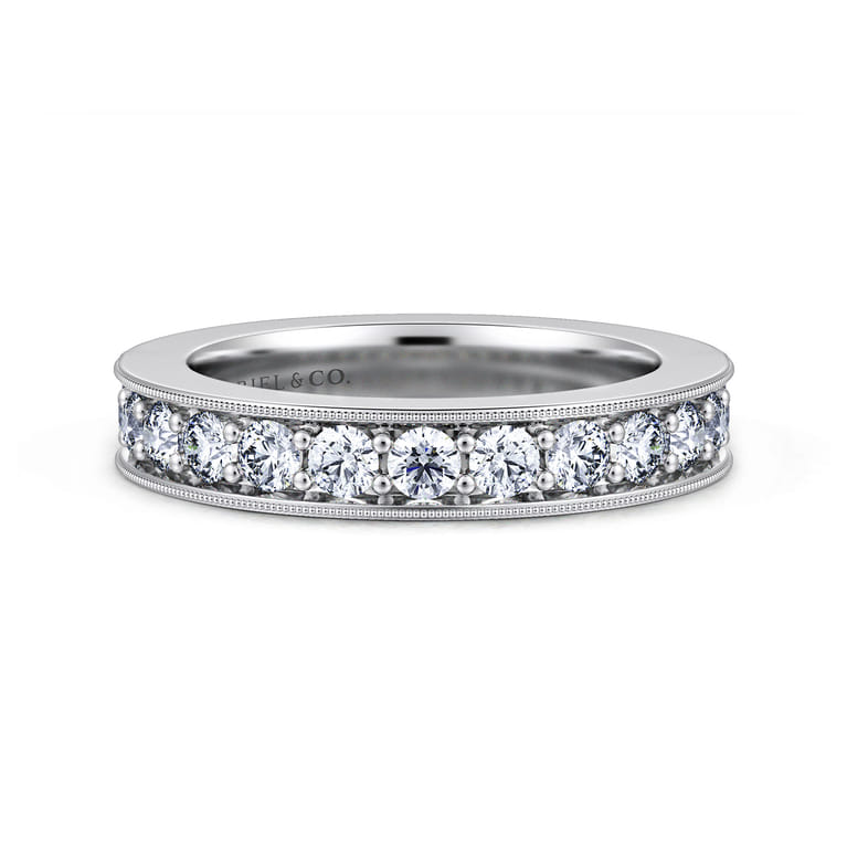 Straight Wedding Ring in 14k White Gold with Round Natural Diamond at Gabriel & Co. - Shot 1