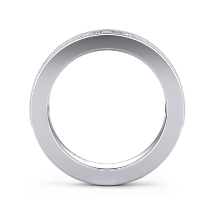 Calabria - 14K White Gold Channel Prong Diamond Anniversary Band with Milgrain