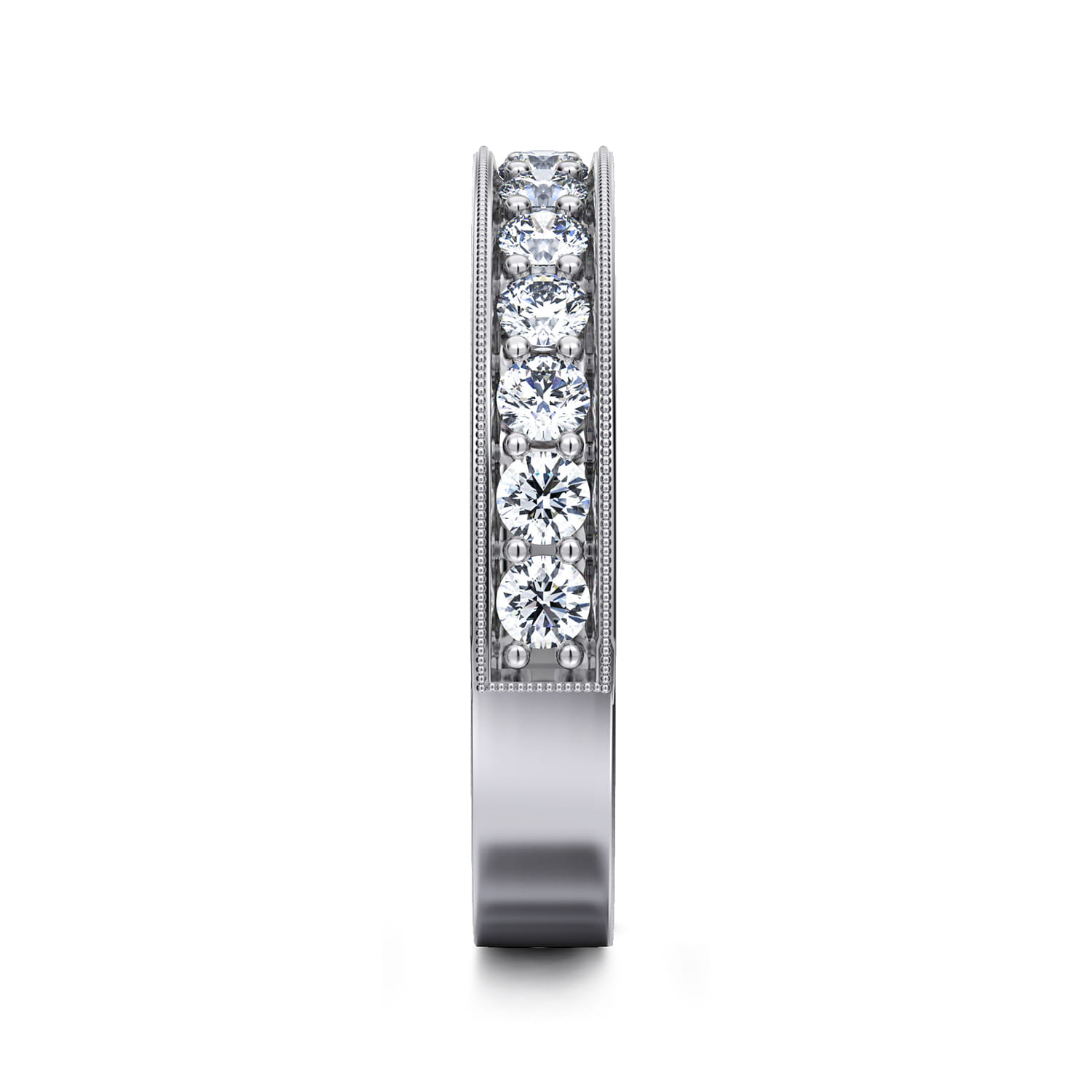 Straight Wedding Ring in 14k White Gold with Round Natural Diamond at Gabriel & Co. - Shot 4