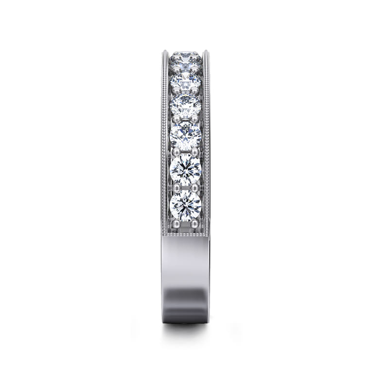 Straight Wedding Ring in 14k White Gold with Round Natural Diamond at Gabriel & Co. - Shot 4
