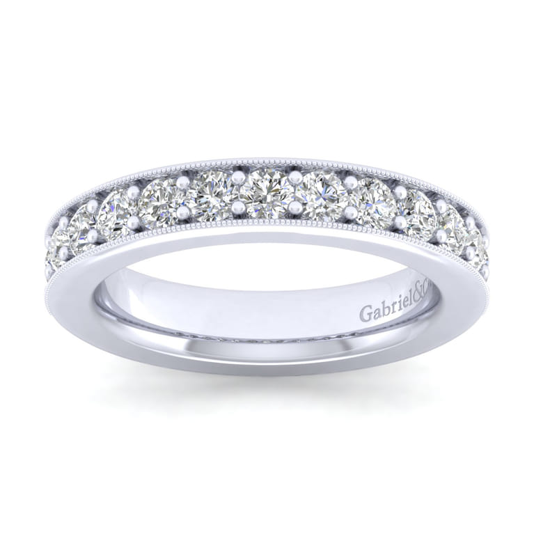 Straight Wedding Ring in 14k White Gold with Round Natural Diamond at Gabriel & Co. - Shot 5