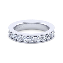 Calabria - 14K White Gold Channel Prong Diamond Anniversary Band with Milgrain