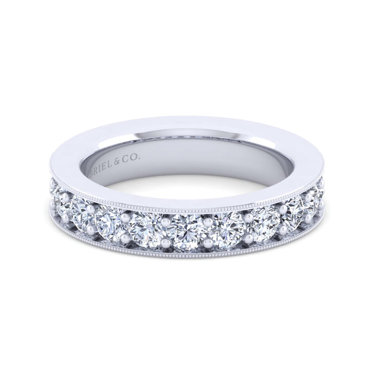 Straight Wedding Ring in 14k White Gold with Round  at Gabriel & Co. - Shot 1