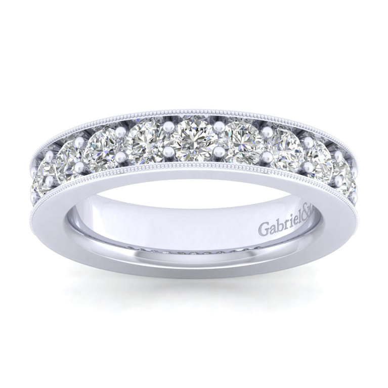 Straight Wedding Ring in 14k White Gold with Round  at Gabriel & Co. - Shot 5