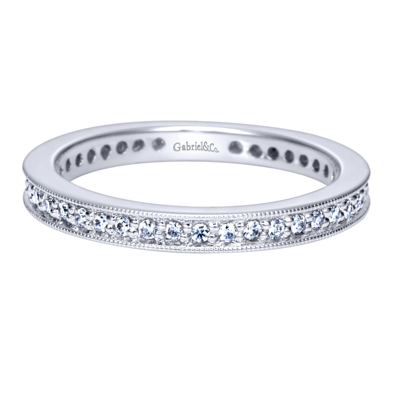 Eternity Band Wedding Ring in 14k White Gold with Round Natural Diamond at Gabriel & Co. - Shot 1