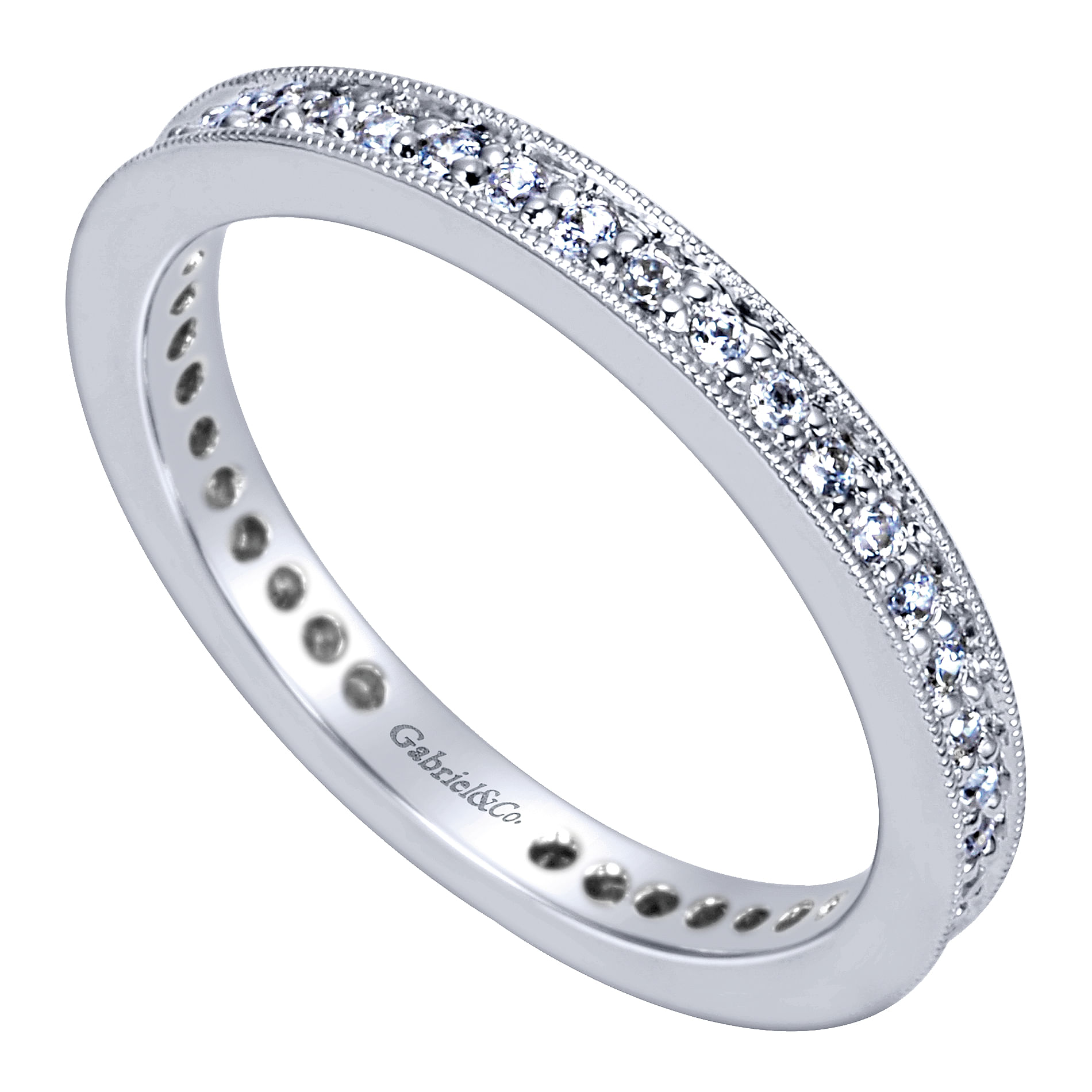 Calabria - 14K White Gold Channel Prong Diamond Eternity Band with Milgrain - 0.25 ct - Shot 3