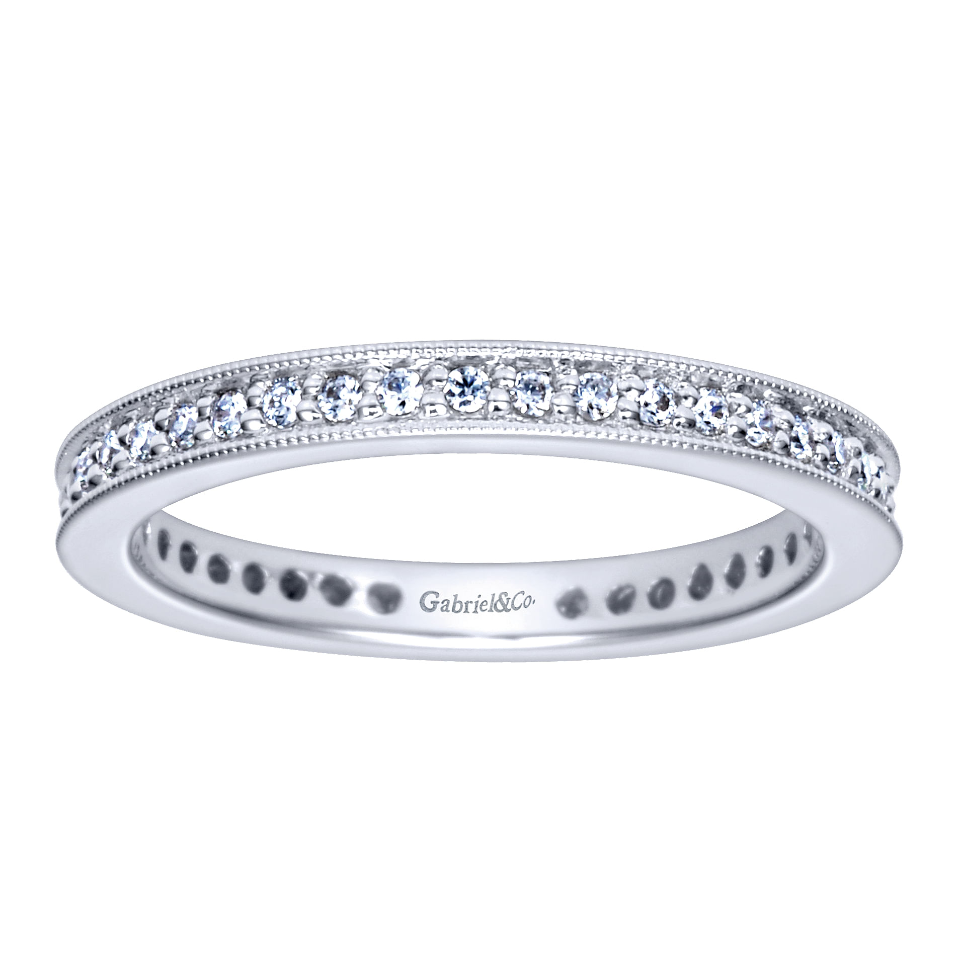 Calabria - 14K White Gold Channel Prong Diamond Eternity Band with Milgrain - 0.25 ct - Shot 4