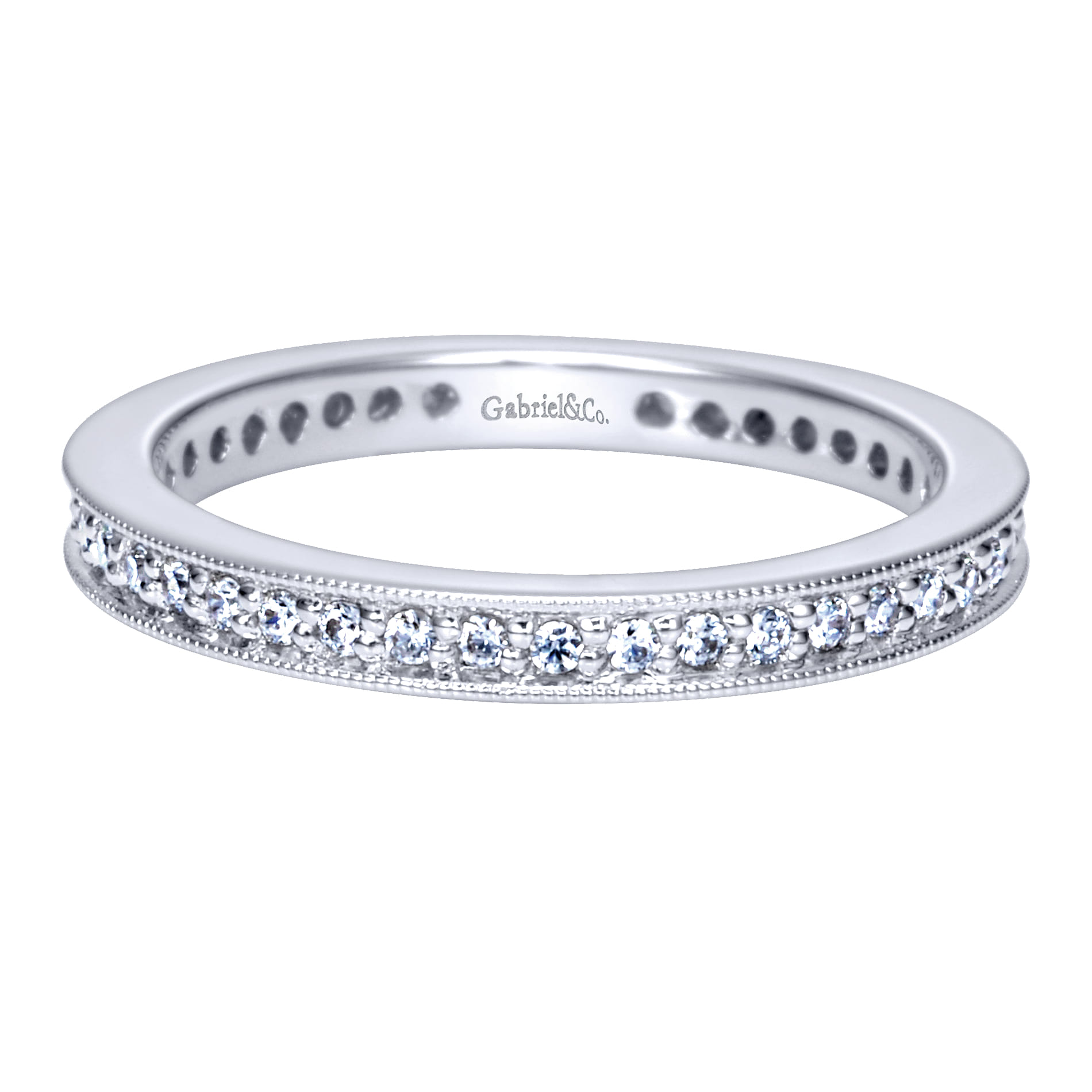 Eternity Band Wedding Ring in 14k White Gold with Round Natural Diamond at Gabriel & Co. - Shot 1
