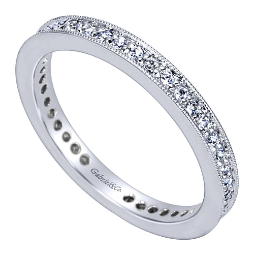 Calabria - 14K White Gold Channel Prong Diamond Eternity Band with Milgrain - 0.27 ct - Shot 3