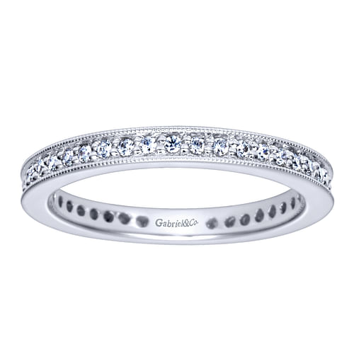 Calabria - 14K White Gold Channel Prong Diamond Eternity Band with Milgrain - 0.27 ct - Shot 4