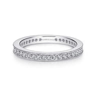 Calabria - 14K White Gold Channel Prong Diamond Eternity Band with Milgrain