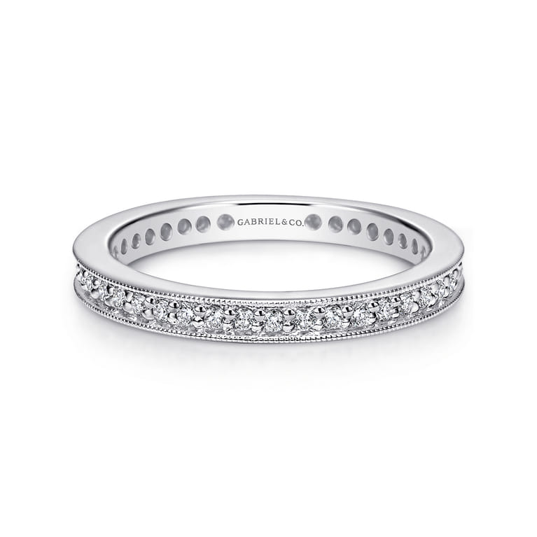 Eternity Band Wedding Ring in 14k White Gold with Round Natural Diamond at Gabriel & Co. - Shot 1