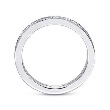 Calabria - 14K White Gold Channel Prong Diamond Eternity Band with Milgrain