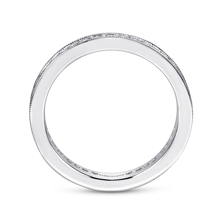 Eternity Band Wedding Ring in 14k White Gold with Round Natural Diamond at Gabriel & Co. - Shot 2