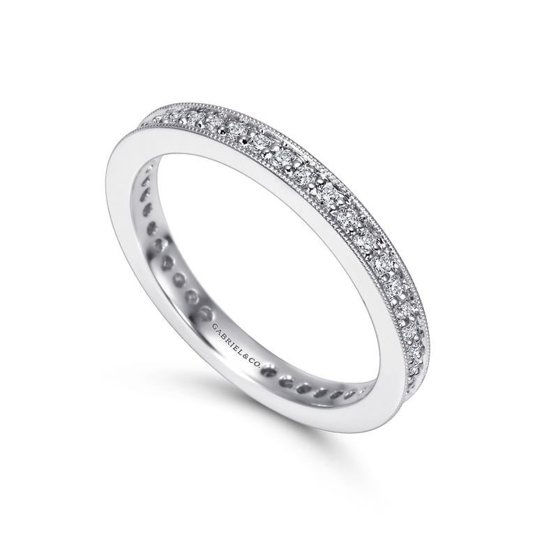 Eternity Band Wedding Ring in 14k White Gold with Round Natural Diamond at Gabriel & Co. - Shot 3