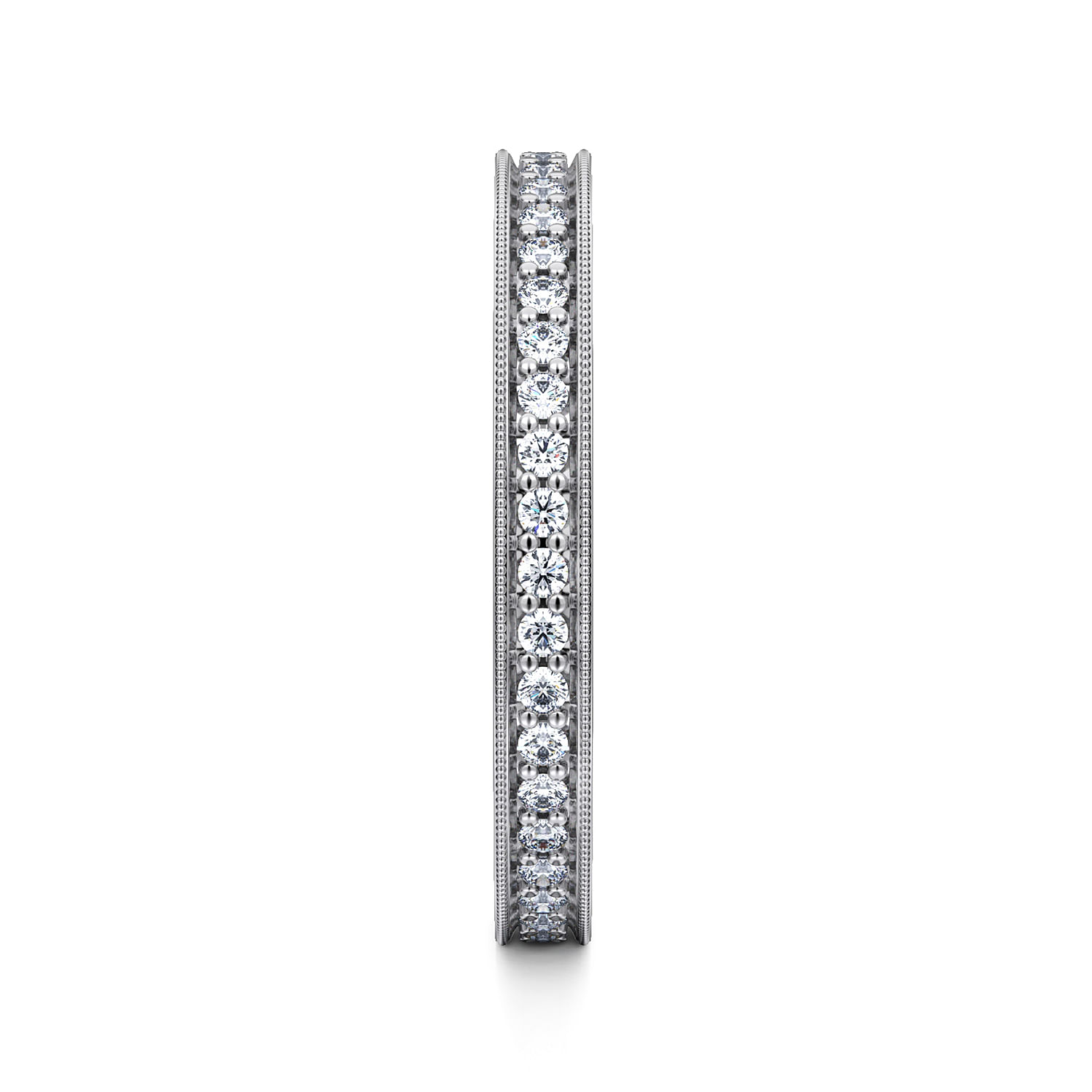Calabria - 14K White Gold Channel Prong Diamond Eternity Band with Milgrain - 0.3 ct - Shot 4